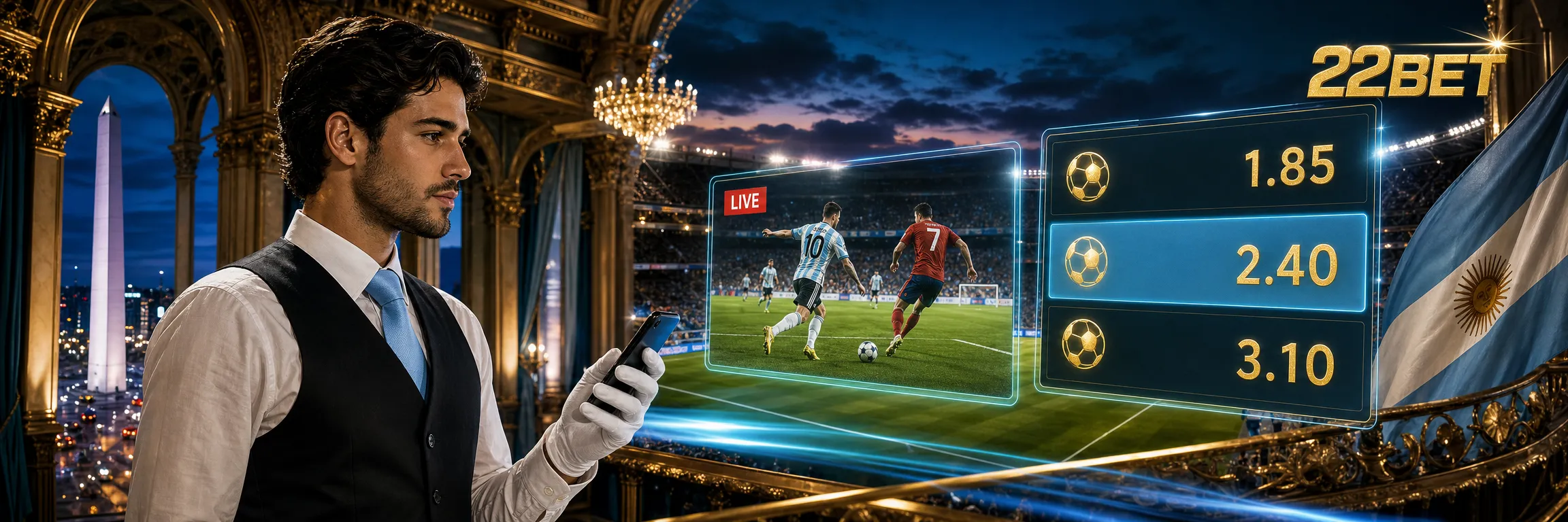 Boleta de apuestas de 22Bet con una combinada de la Liga Profesional en pesos